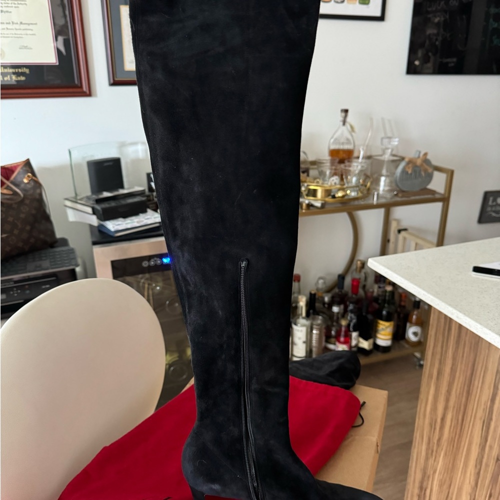 Christian Louboutin Over the Knee Boots | Black Suede | Size 40
